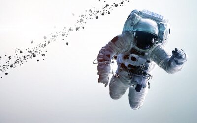 Astronaute en combinaison spatiale fond blanc