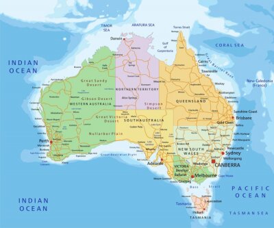 Tableau  Australia - Highly detailed editable political map.