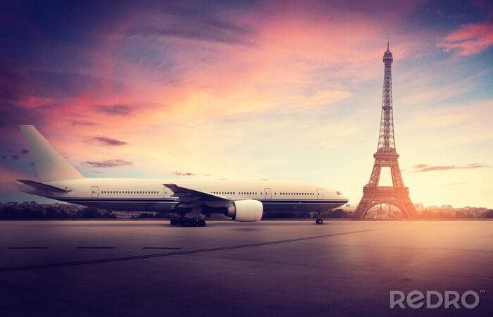 Tableau  Avion sur fond d'architecture parisienne