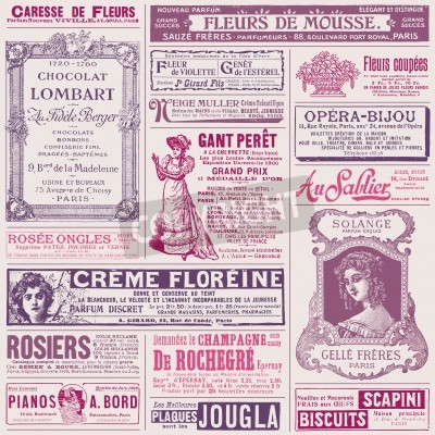 Tableau  background pattern with french ads on ladies  topics