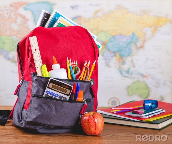Tableau  Backpack With School Supplies on a Desk