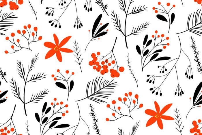 Tableau  Baies d'hiver noires et rouges