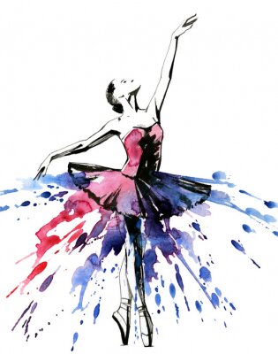 Poster  Ballerine dansant à l'aquarelle artistique