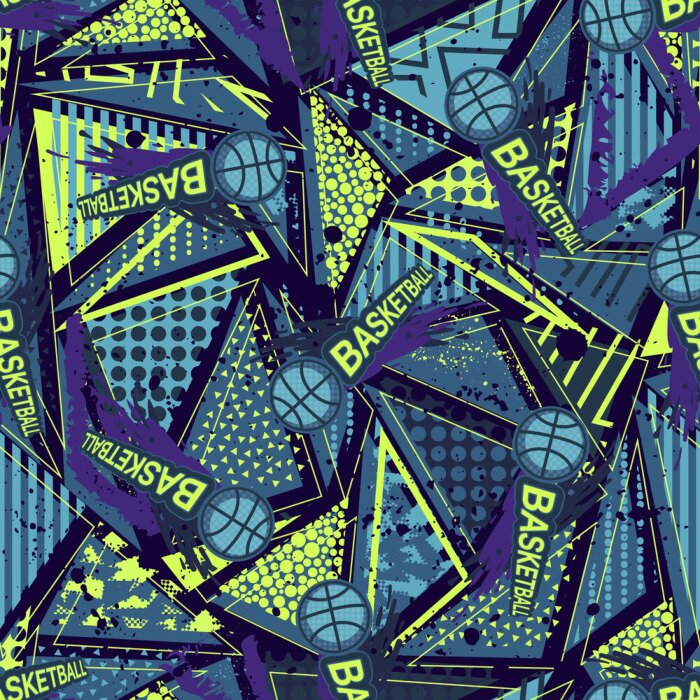 Tableau  ballons de basket-ball sur fond taché