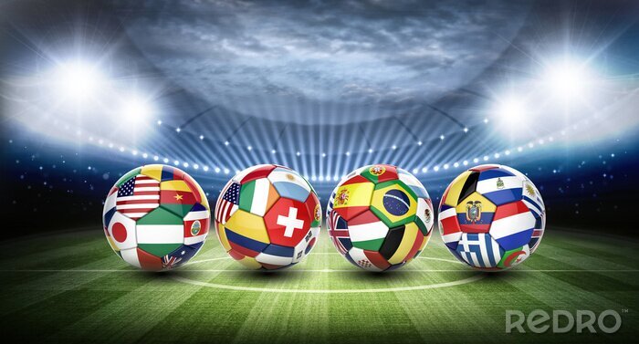 Tableau  Ballons de football avec des drapeaux nationaux