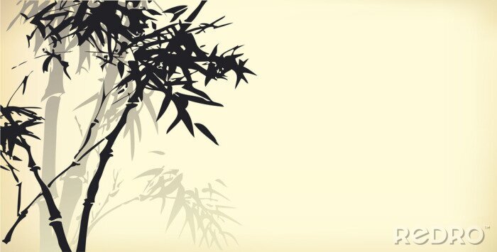 Tableau  Bambou graphique sur fond beige