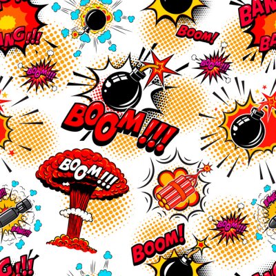 Tableau  Bande dessinée avec des bulles explosives