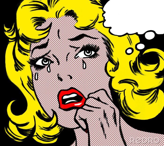 Tableau  Bande dessinée pop'art femme en larmes