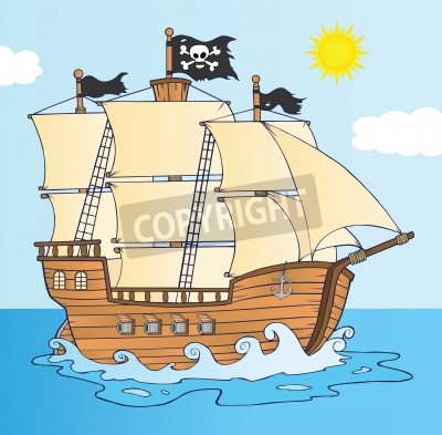 Tableau  Bateau pirate sur la mer version dessin animé