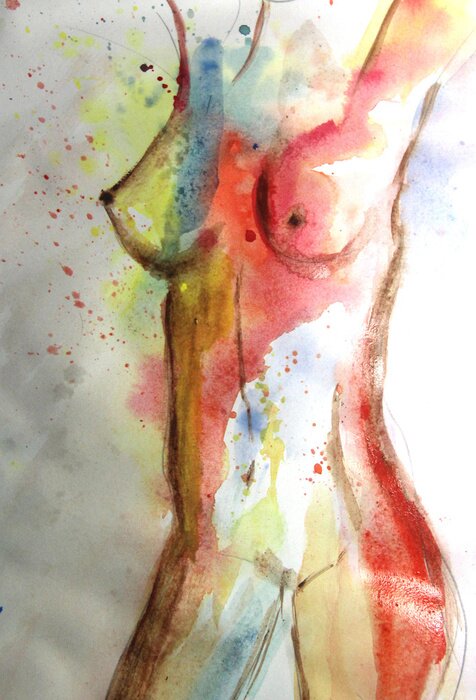 Tableau  Beau, aquarelle, image, femme, corps