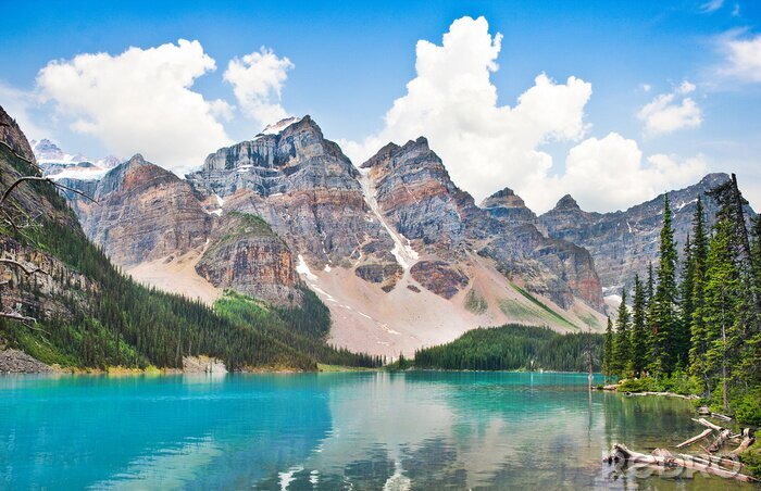 Tableau  Beau lac Moraine avec les montagnes Rocheuses en Alberta, Canada