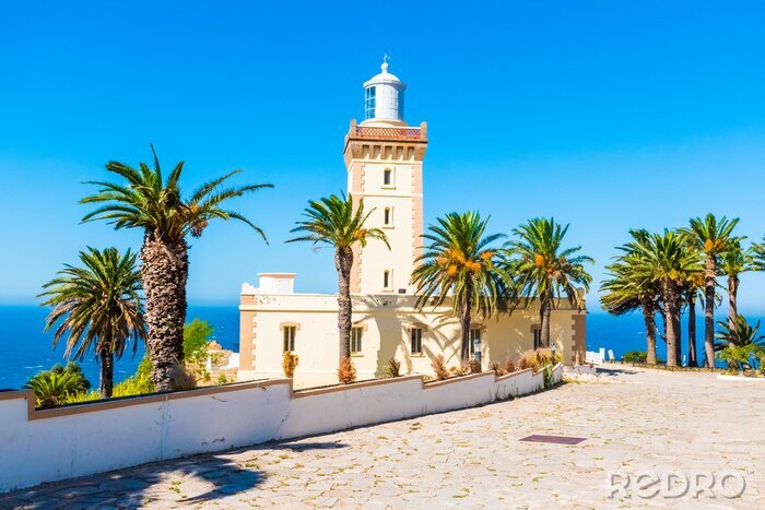 Tableau  Beau phare de Cap Spartel près de la ville de Tanger et Gibraltar, Maroc en Afrique
