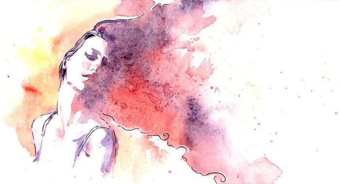 Tableau  Beautiful woman face. watercolor illustration