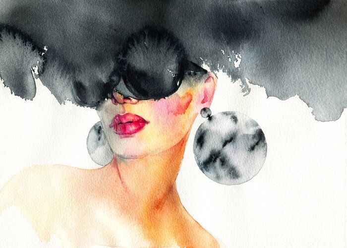 Tableau  Beautiful woman. fashion illustration. watercolor painting