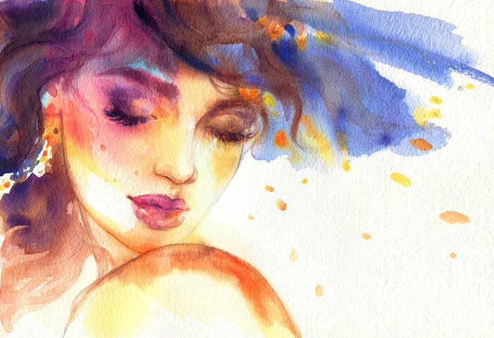 Tableau  beautiful woman. fashion illustration. watercolor painting