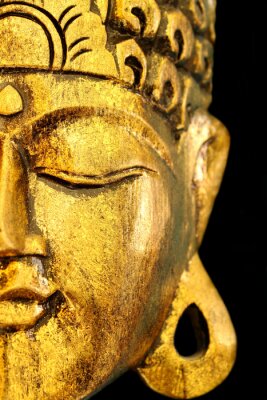 Tableau  Belle Golden Buddha Mask Fond noir