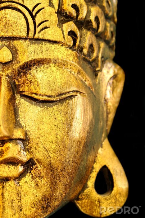Tableau  Belle Golden Buddha Mask Fond noir