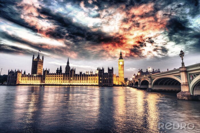 Tableau  Belle vue sur Westminster de nuit