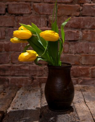 Tableau  Belles tulipes jaunes dans un vase