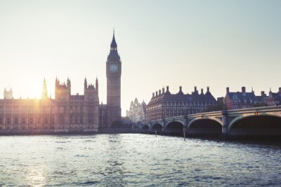 Tableau  Big Ben et Westminster au coucher du soleil, Londres, Royaume-Uni