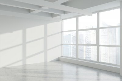 Blank wall in empty white industrial office corner
