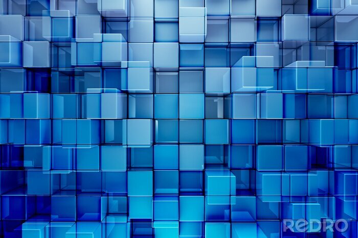Tableau  Blocs bleus abstrait