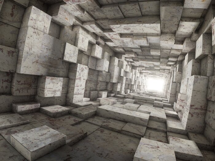 Tableau  Blocs de béton dans un tunnel