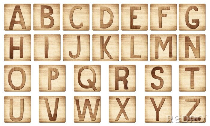 Tableau  Blocs en bois avec les lettres de l'alphabet