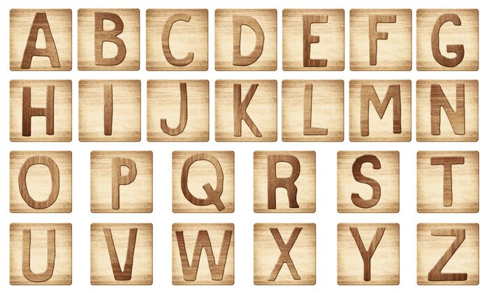 Tableau  Blocs en bois avec les lettres de l'alphabet