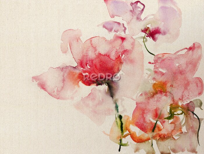 Tableau  blumen aquarell leinwand