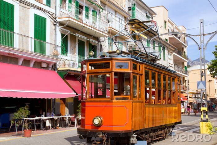 Tableau  Bois classique tram-train de Puerto de Soller à Majorque