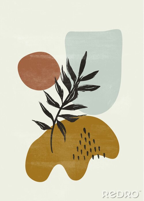 Tableau  Botanical vintage print boho sun minimalist wall art abstract home decor floral print