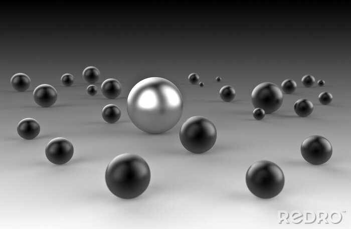 Tableau  Boule métallique vs boules noires