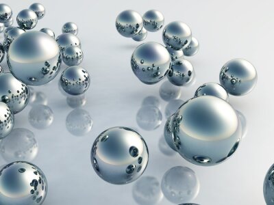 Boules 3D brillantes sur verre