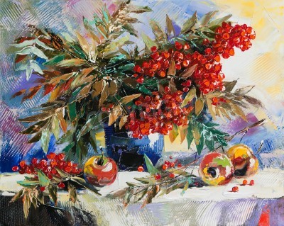 Tableau  Bouquet de rowan et de pommes