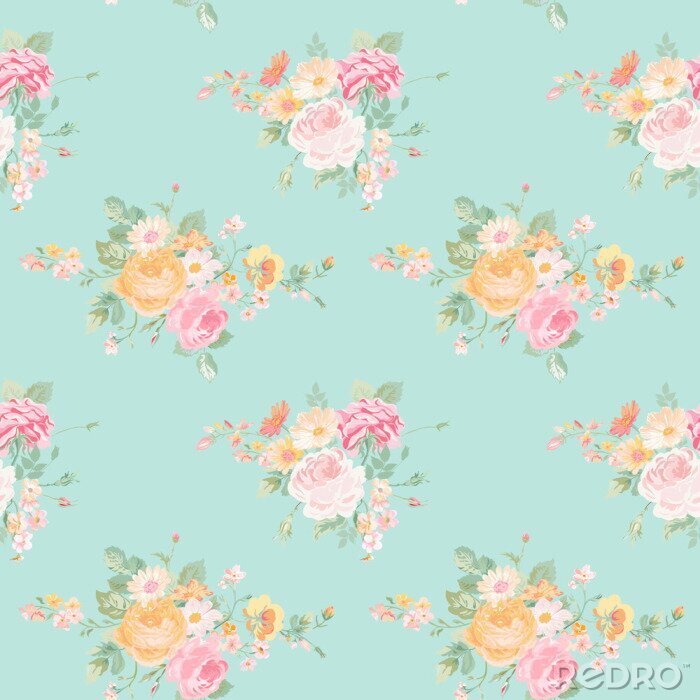 Tableau  Bouquets de fleurs colorées dans un style shabby chic