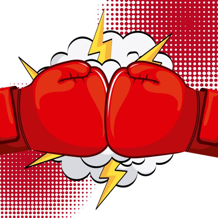 Tableau  Boxe gants avec des éclairs