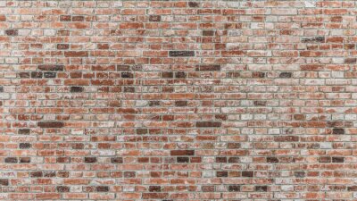 Brick wall of red color, old red brick wall texture background.