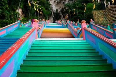 Tableau  Brightly coloured stairs leading to Batu Caves