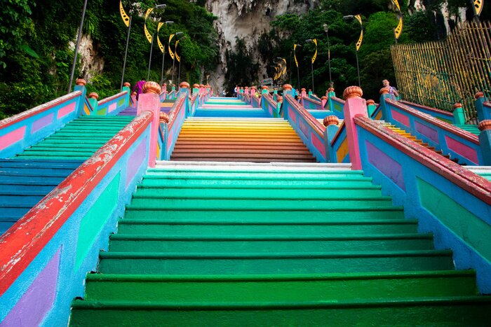 Tableau  Brightly coloured stairs leading to Batu Caves