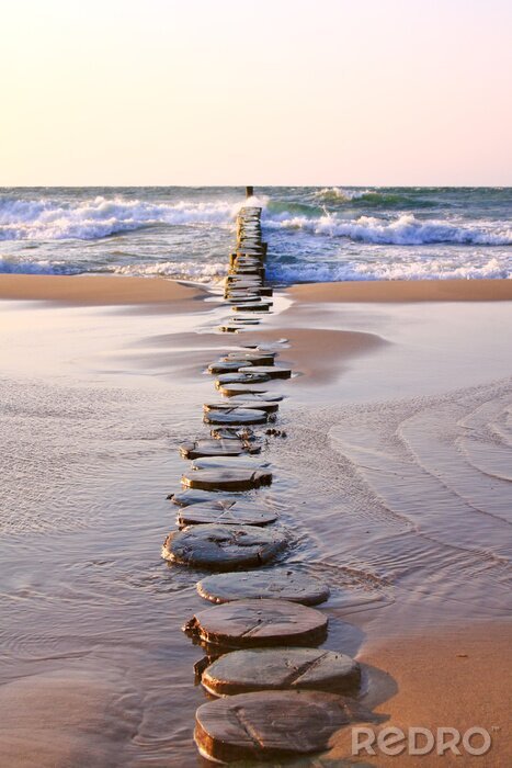 Tableau  Brise-lames et lumière du coucher de soleil