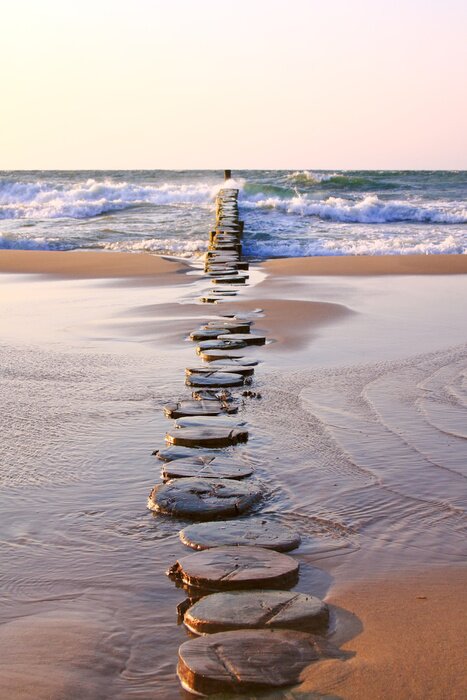 Tableau  Brise-lames et lumière du coucher de soleil