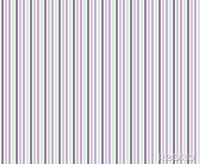 Tableau  Bunte Linien en violet, grün, grau und auf weiß rose