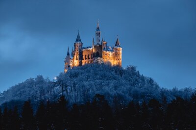 Tableau  Burg Hohenzollern im Winter, beleuchtet