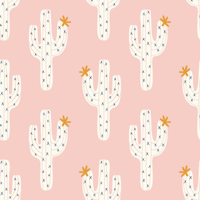 Tableau  Cactus blanc sur fond rose