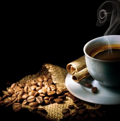 Café noir aromatique et grains