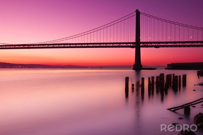Tableau  Californie et coucher de soleil sur le Bay Bridge
