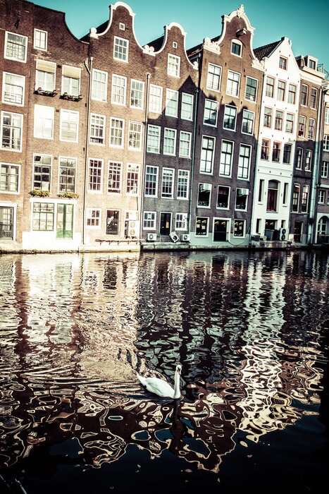 Tableau  Canal et bâtiments à Amsterdam