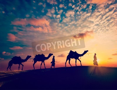 Tableau  Caravane rétro dans le désert