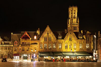 Tableau  Carré Bourg la nuit, Bruges. Belgique